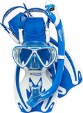 Cressi Junior Snorkeling Kit Blue/White L/XL US Youth 1/6 EU 32/38 - Mask, Dry Snorkel, Fins & Bag