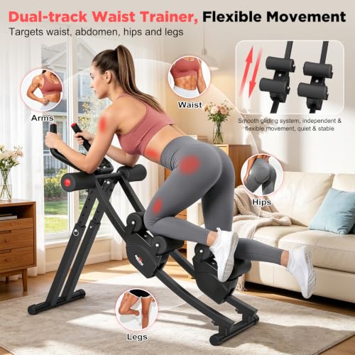 Dual Track Ab Machine with Adjustable Intensity & LCD Monitor - Black