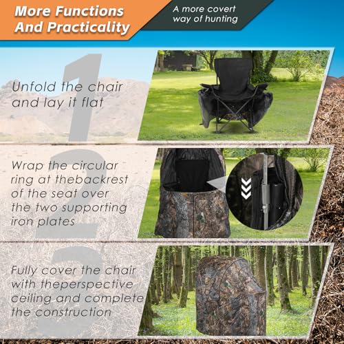 FUNHORUN See Through Hunting Chair Blind - 1 Person Ground Camouflage Tent