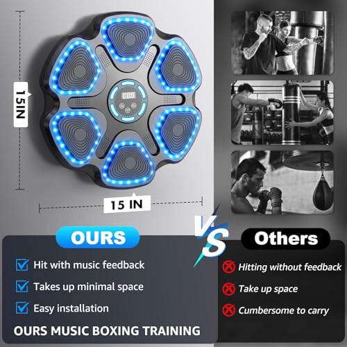 Black Music Boxing Machine for Kids & Adults with Gloves - Interactive Fitness & Training