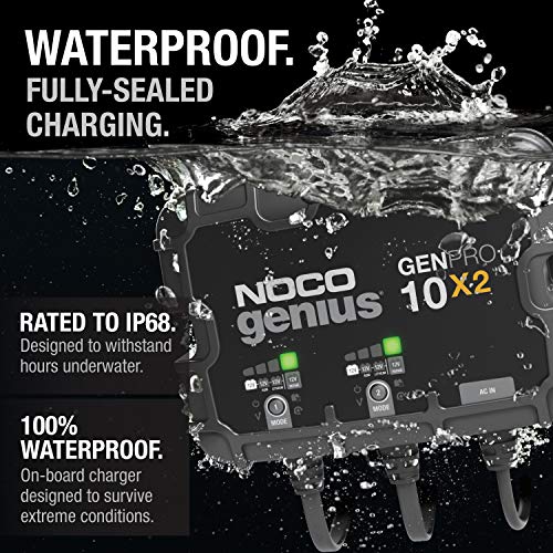 NOCO GENPRO10X2 12V 20A 2-Bank Marine Battery Charger & Maintainer (10A per Bank)