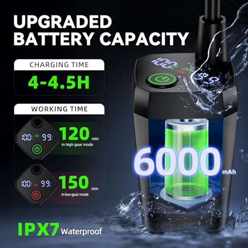 Portable Camping Shower with Heater & Bucket - Rechargeable 6000mAh