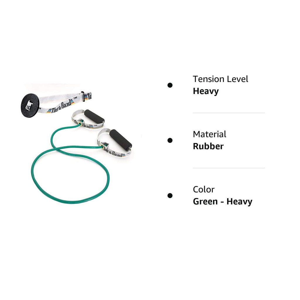 TheraBand Resistance Tubing - Heavy Green Exercise Bands with Soft Handles | 48" for Upper & Lower Body Workouts