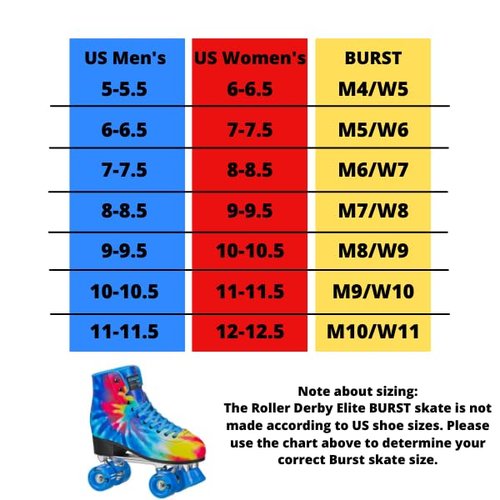 Burst Freestyle Tie Dye Roller Skate Size 7