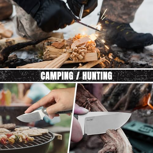 Kizer Hare Fixed Blade Knife with Sheath - Black & Orange, 3.14" Nitro V Steel