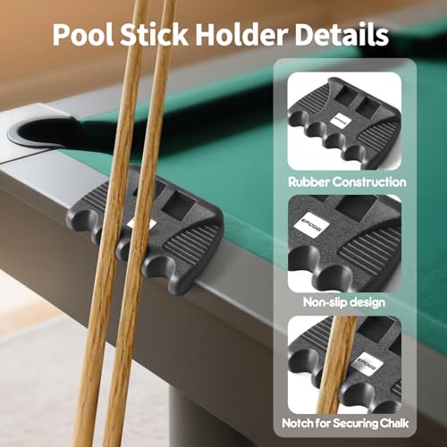 Black Pool Cue Holder with Chalk Holder - Heavy Duty Weighted Tabletop Cue Rack with Non-Slip Rubber Base - Billiard Stick Rest for Pool Table, Home Game Room, Bar, Pool Hall - 4 Holes