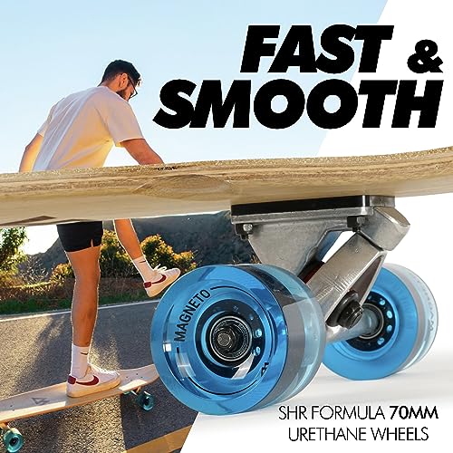 Magneto 44 Inch Blue Bamboo Longboard Cruiser with Kicktail & 70mm Wheels