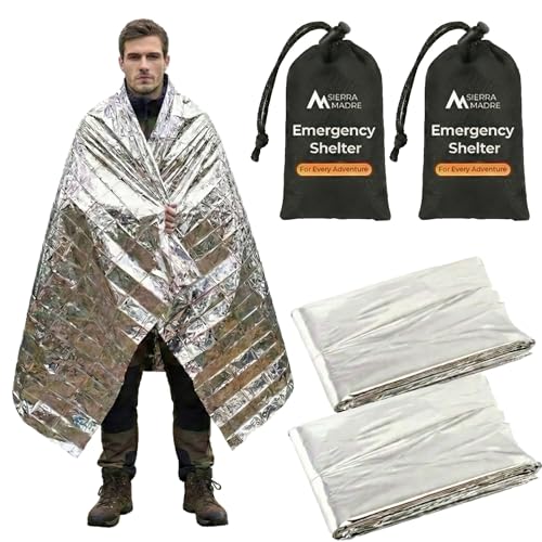 Mylar Emergency Blanket Pack of 2 Waterproof Survival Shelter Gear