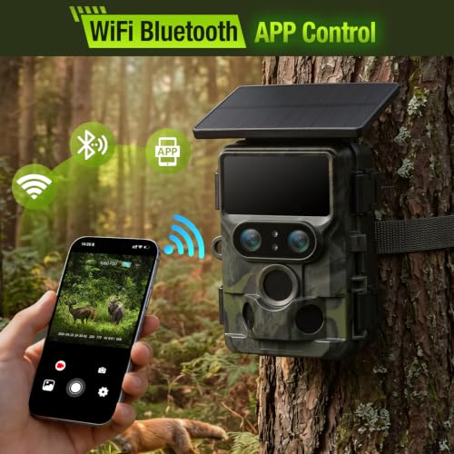 WIMIDING 4K Dual-Lens WiFi Trail Camera with Night Vision & Solar Power
