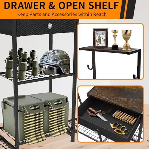 Large Indoor Rifle & Gun Floor Stand Rack with Pistol Holder - Heavy Duty Steel Wall Mount & Display