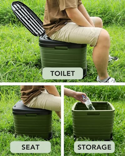 Portable Toilet for Adults Collapsible Camping Toilet - Green, 16.7-Inch Height