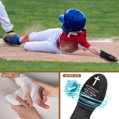 Youth Religious Baseball Sliding Mitt - Medium Size, Cross & Faith Design, Adjustable Wrist Guard