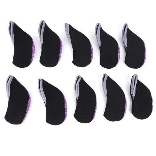 Chazcool Number Print Golf Iron Club Head Covers,10Pcs Neoprene Head Cover, Number Golf Club Irons Covers, Black Purple