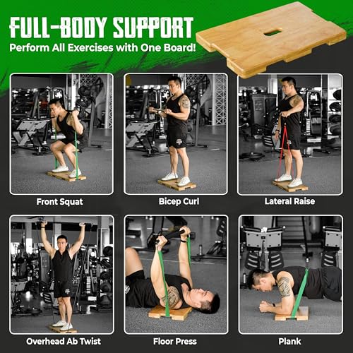 SIEUSALEVN Natural Wooden Fitness Board for Resistance Band Exercises Home Gym