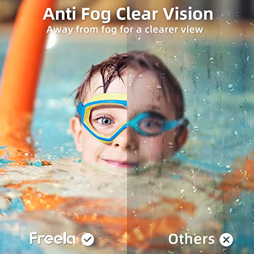 Kids Swim Goggles for Ages 3-15 Anti-Fog No Leak Clear Blue Cyan - Variation of THIS listing