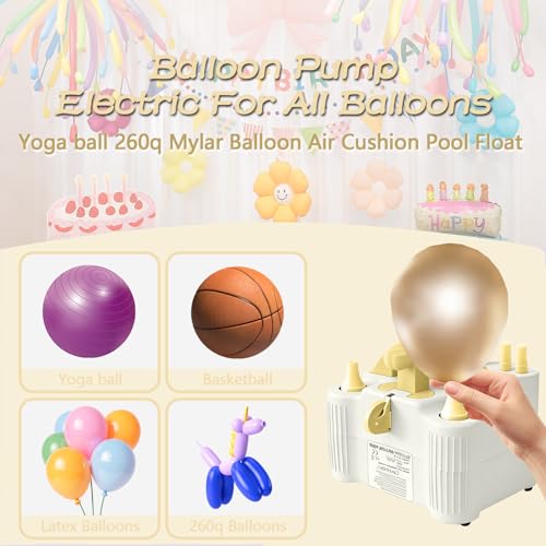 White 4-in-1 Electric Balloon Pump for All Balloons & Inflatables - Portable High Power