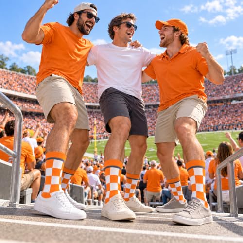 Tennessee Checkerboard Orange and White Men's Socks - University of Tennessee Fan Gift
