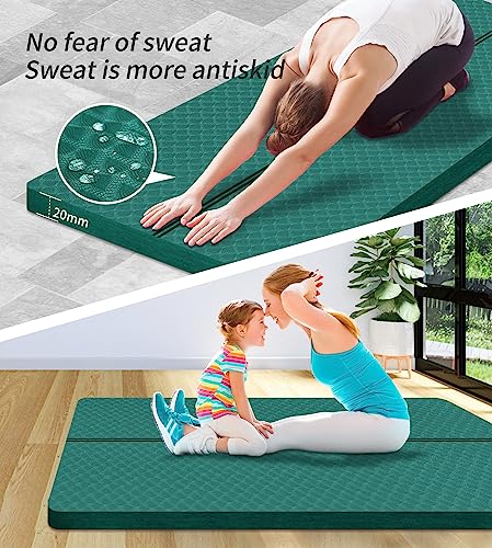 Nuveti Extra Long Exercise Yoga Mat 183x80x20mm - Green, Non Slip, Thick Support