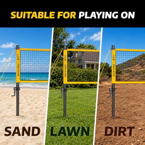 A11N SPORTS Outdoor Volleyball & Badminton Set Yellow - Adjustable Net & Carry Bag