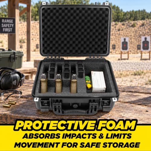 3-Pistol Waterproof Hard Case with Foam Insert, TSA Approved Gun Storage 16 Inch
