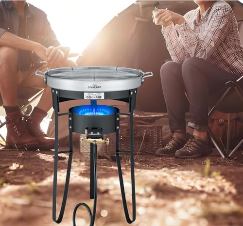 Single Burner Concave Comal Set with 23-Inch Stainless Steel Surface, 100,000 BTU Propane Stove