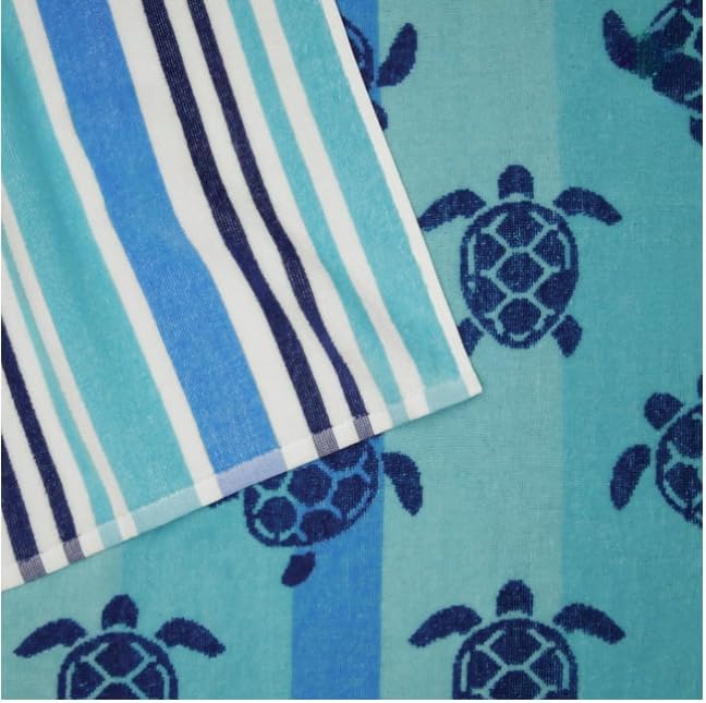 Stripe Cotton Beach Towels - Soft, Quick-Drying & Absorbent | 2-Pack in Teal
