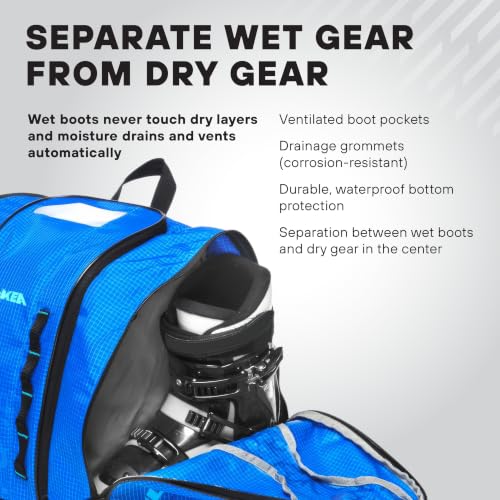 Kids Ski Boot Backpack - Speed Star 35L Snowboard Gear Bag - Blue Light Blue