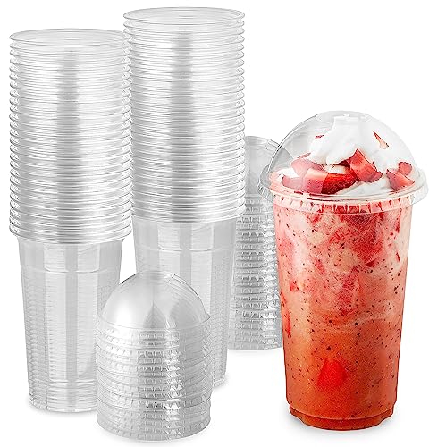16 oz Clear Plastic Dessert Cups with Lids Set of 50 - Disposable Parfait & Fruit Containers