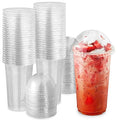 16 oz Clear Plastic Dessert Cups with Lids Set of 50 - Disposable Parfait & Fruit Containers