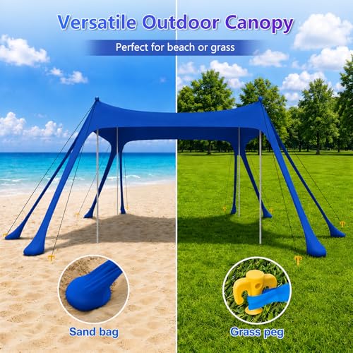 10x10FT Beach Sun Shelter with Mat & Sandbags - UPF50+ Windproof Canopy