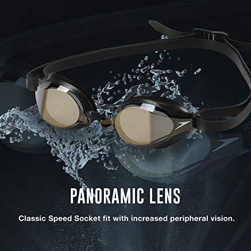 Speedo Speed Socket 2.0 Swim Goggle Black Silver Mirrored - Anti-Fog UV Protection