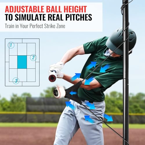 Portable Baseball & Softball Swing Trainer with Auto-Reset & Adjustable Ball Height