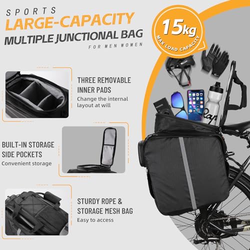 Electric Bicycle Rear Rack Bag 30L Hard Shell Waterproof Pannier for E-Bike