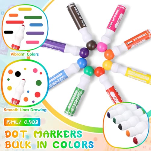 48 Pack Colorful Bingo Dot Markers - 8 Classic Colors, 15ml Capacity, Kids & Classroom Use