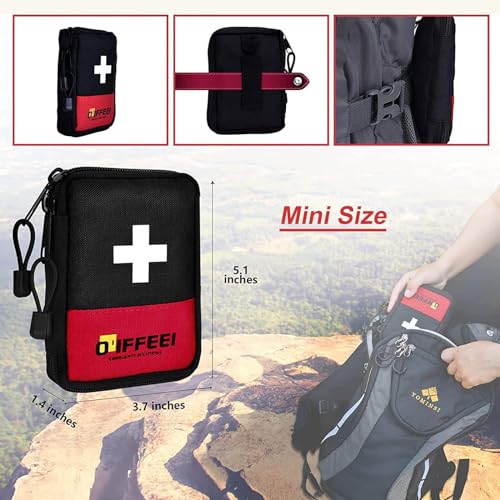 Mini First Aid Kit Bag Compact Portable Emergency Medical Organizer - Black