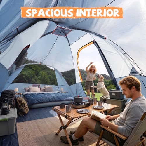 Large 10-Person Family Camping Tent with Rainfly & Mesh Windows