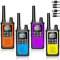 Rechargeable Walkie Talkies Long Range, 4 Pack Walkie Talkies for Adults NOAA Weather Alert, 2 Way Radio 22 FRS Channel with 1800mAh Li-ion Battery Charger USB-C Cable VOX for Hiking Cruises Camping