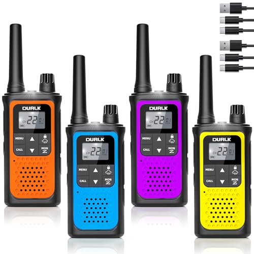Rechargeable Walkie Talkies Long Range, 4 Pack Walkie Talkies for Adults NOAA Weather Alert, 2 Way Radio 22 FRS Channel with 1800mAh Li-ion Battery Charger USB-C Cable VOX for Hiking Cruises Camping