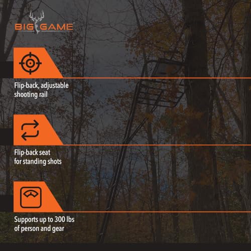 Big Game Striker XL Ladder Treestand 17.5 Ft with Flip Back Seat & Safety Gear