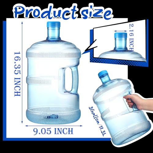 3 Gallon Water Jug Set - Reusable Plastic Water Bottles with Handles for Camping Outdoor Travel