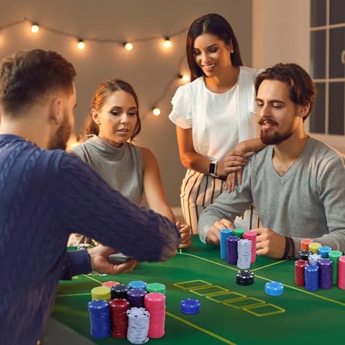 250 Pcs Plastic Poker Chips Set for Texas Hold'em & Casino Games - Durable & Colorful