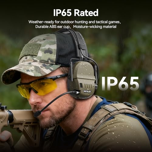 Retevis Noise-Canceling Tactical Headset with Hearing Protection, Wireless Compatibility