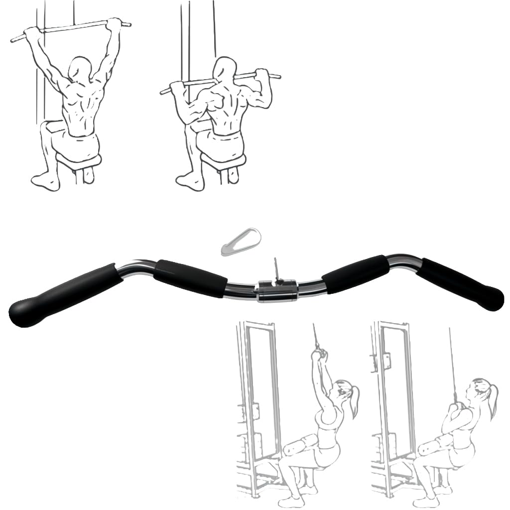 yuhqc Revolving Lat Pulldown Bar for Cable Machine, 29" Straight Bar with Rubber Grip - Tricep Press Down, Curl & Back Exercise Attachment for Home Gym, Pulley System & Functional Trainer(29 Inch)