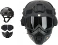 Yuxcnhaw Airsoft Helmet + Full Face Mask with NVG Fixtures and Side Rails, Medium, Black, Unisex Adults, Outdoor Activities, Tactical Streamlined