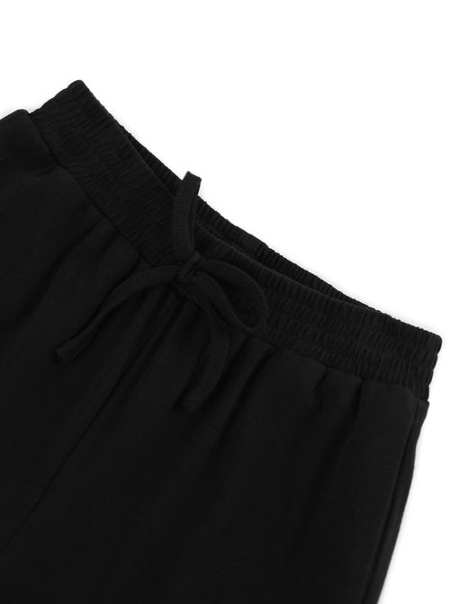 Ecolala Girls Loose Straight Leg Sweatpants High Waisted Baggy Joggers with Drawstring Black 13-14Y