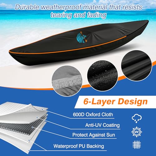 600D Waterproof Kayak Cover for Outdoor Storage - 8-10 ft, Heavy Duty, Fade-Resistant