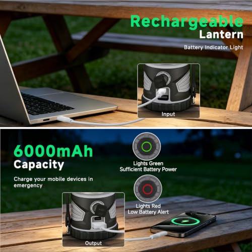 Banral 2000LM Rechargeable Camping Lantern Flashlight - 1 Pack, Super Bright LED Light