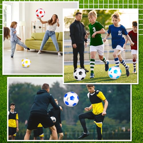 Soulchen Size 4 Soccer Balls Bulk Pack with 2 Pumps - 16 Colorful 20cm Sports Balls