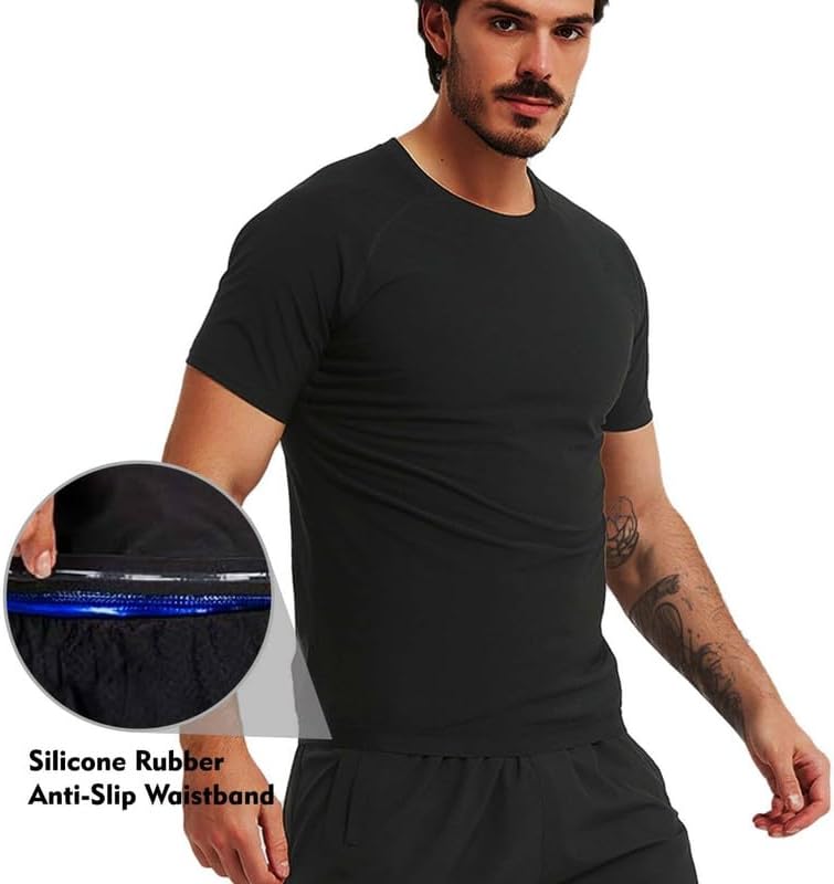 Sauna Shirt for Men by [Brand Name] - Short Sleeve Compression T-Shirt for Effective Sweat Loss | Ideal for Gym Workouts