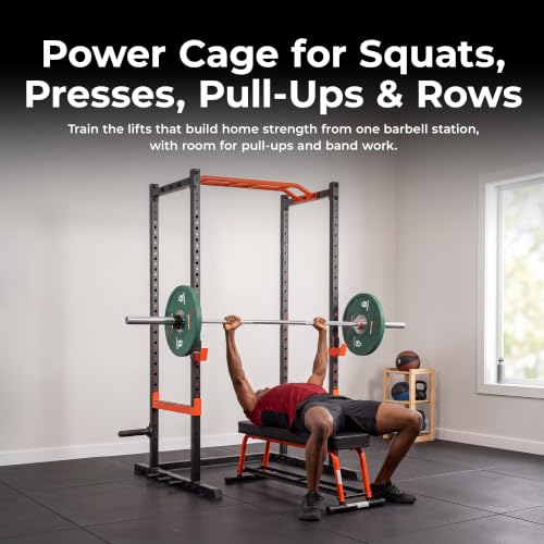 Sunny Health & Fitness Power Rack & Cage System with Plate Holders – Home Gym Equipment